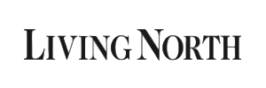 Logo for magazine Living North in black font with link to article about Aberdevine