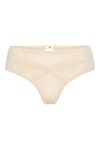 Cream briefs- product image of luxury lace underwear in cream with floral detail