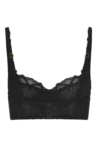 Black lace extra supportive adjustable bra back details