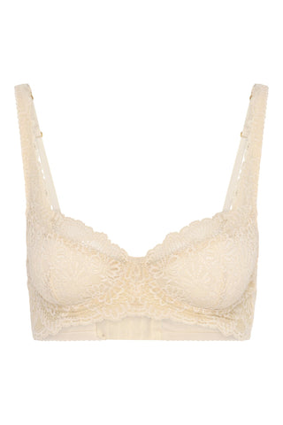 Cream luxury bra- product image of floral detailed regenerative italian lace underwire bra in cream
