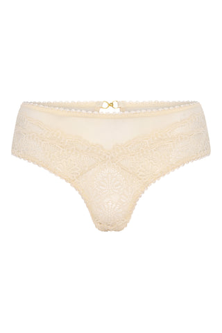 Briefs- product image of aberdevines sustainable cream lace briefs with supportive steel loop